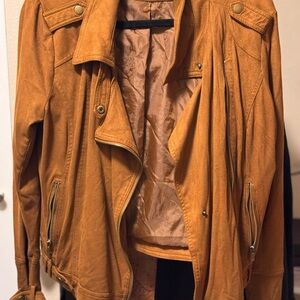 Blanc Noir Women's Camel Leather Jacket